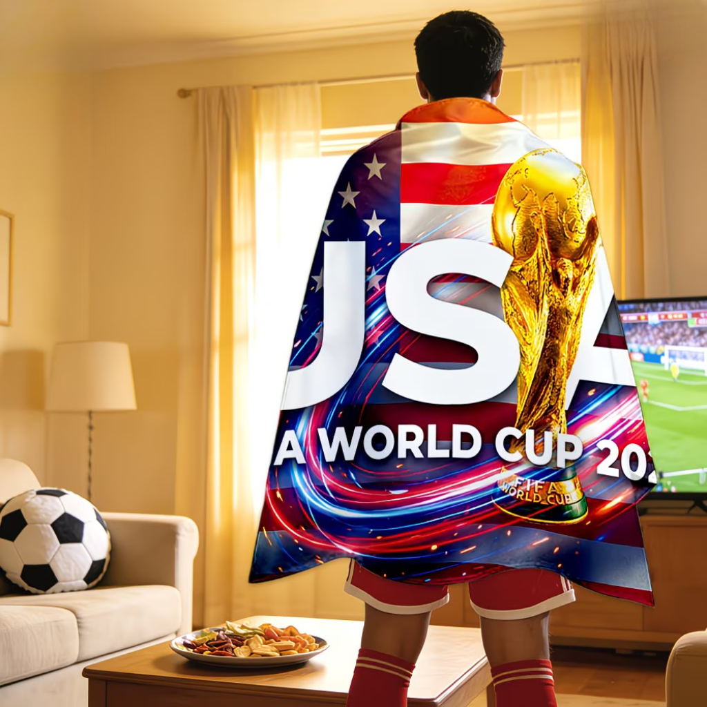 USA Flag Soccer Fan Cape World Cup Game Day Supporter Banner