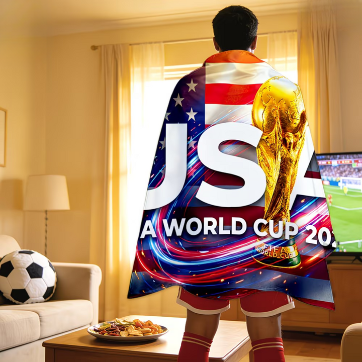 USA Flag Soccer Fan Cape World Cup Game Day Supporter Banner