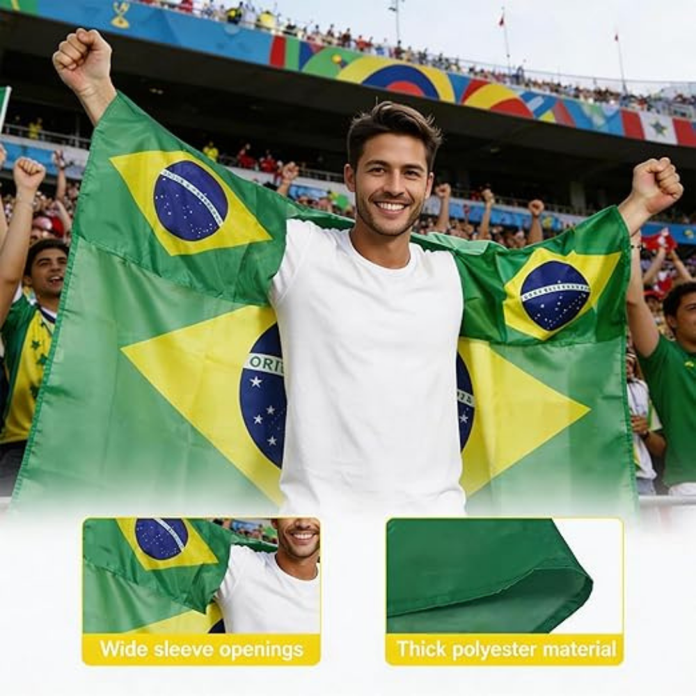 Soccer Fan Kit Brazil Flag Party Set Cape Scarf Horn
