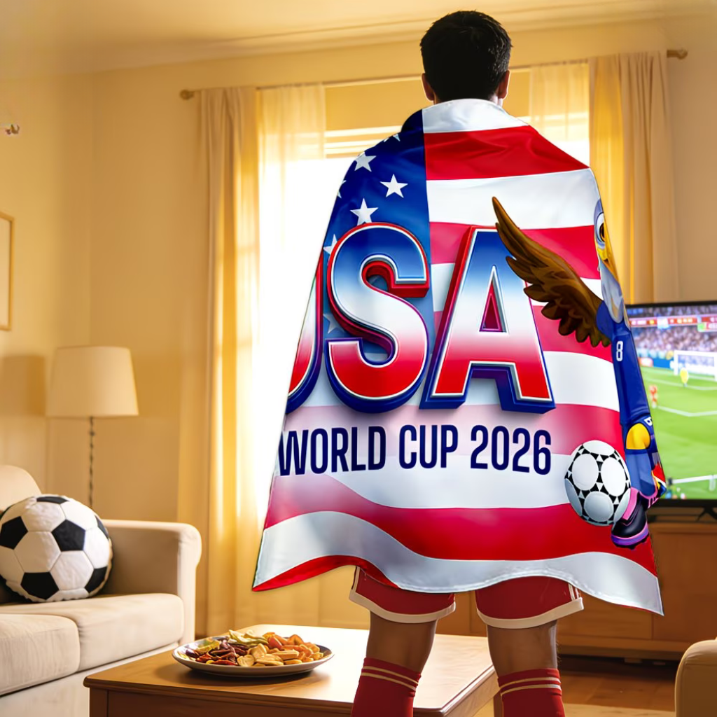 USA Flag Soccer Fan Cape World Cup Game Day Supporter