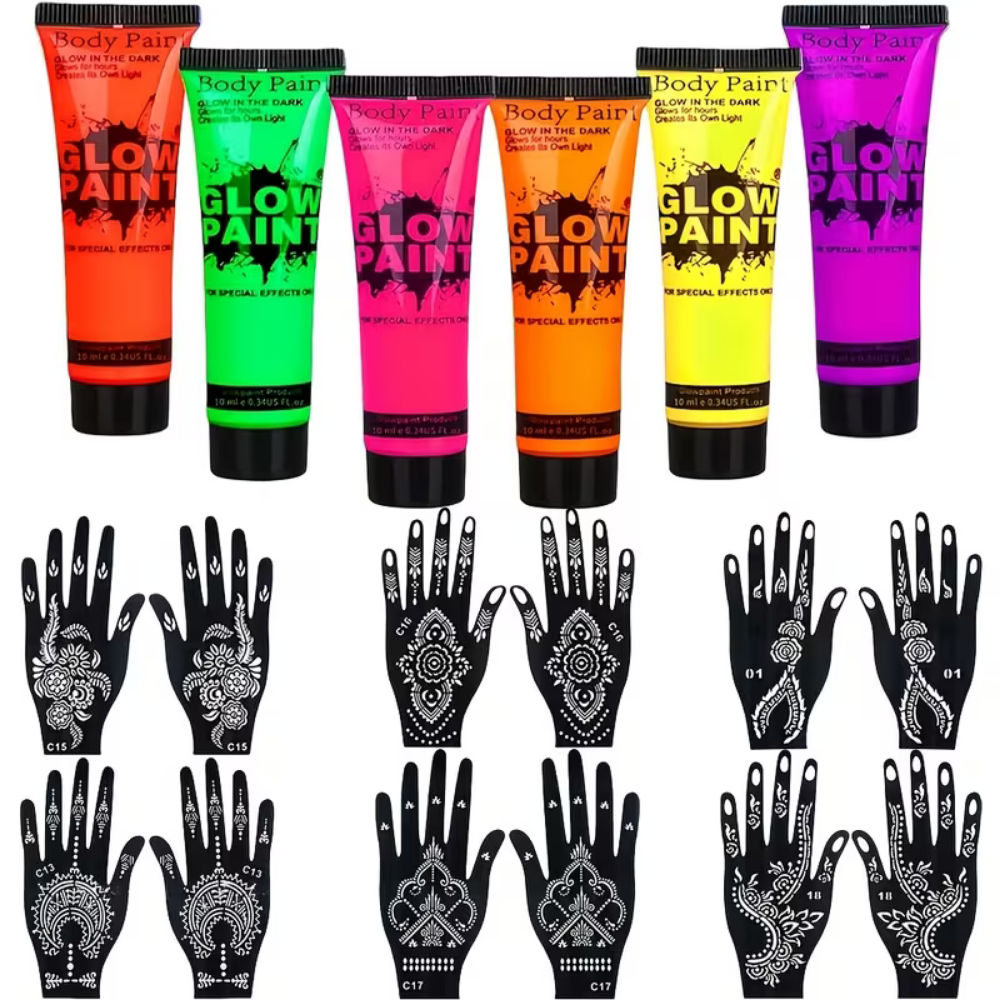 Soccer Ball UV Glow Body Paint Set Neon Face