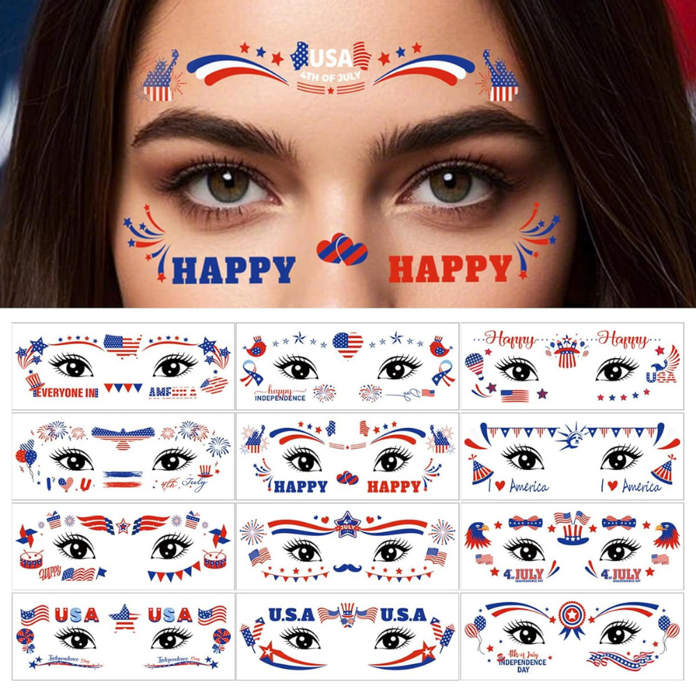 World Cup Face Paint Stickers Waterproof USA Flag Face Paint