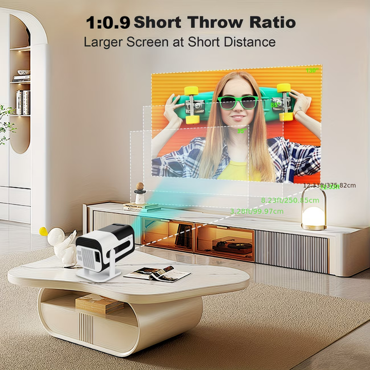Projector Screen Mini Projector WiFi Bluetooth Portable HD