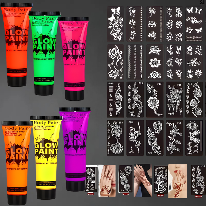 Soccer Ball UV Glow Body Paint Set Neon Face
