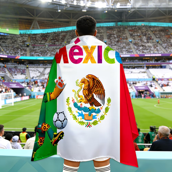 Flag Banner Soccer Fan Cape Mexico World Cup Style Large