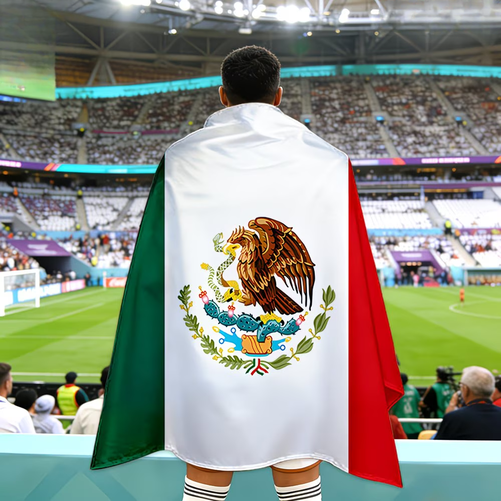 Flag Banner Soccer Cape Mexico Fan Wearable Game Day Large