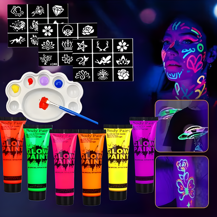 Soccer Ball UV Glow Body Paint Set Neon Face