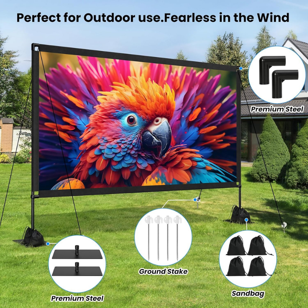 Portable Outdoor Projector Screen Stand Easy Setup Stable Viewing