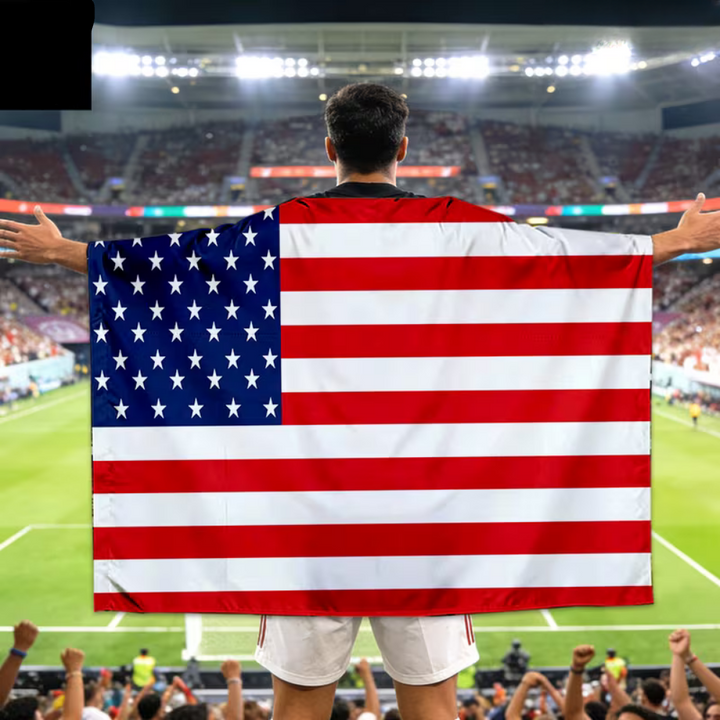 USA Flag Fan Cape World Cup Supporter Banner Event