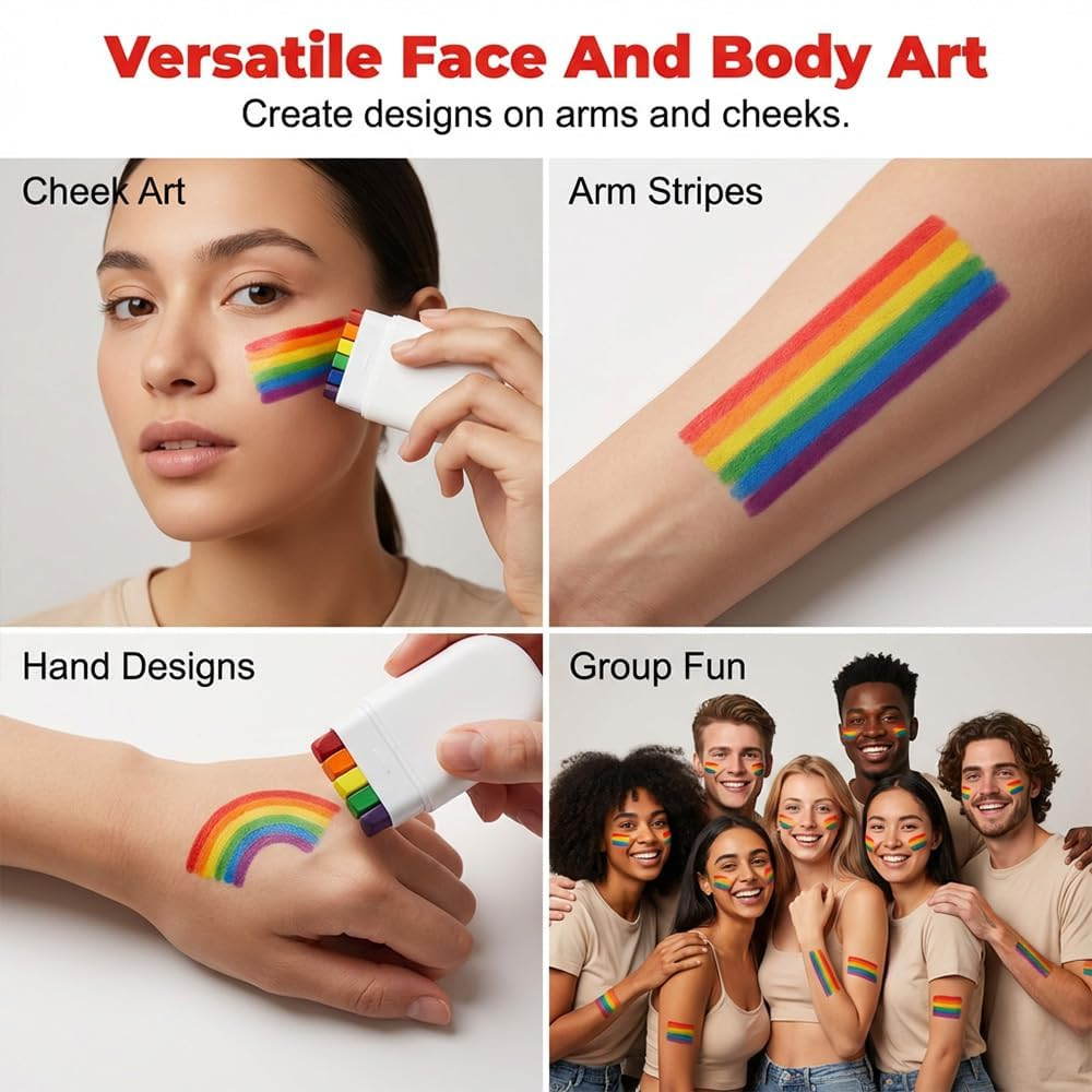 Rainbow Face Paint Stick Sports Events Festivals