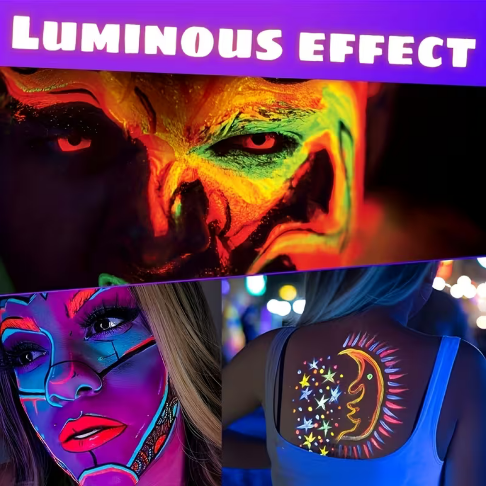 Soccer Ball UV Glow Body Paint Set Neon Face