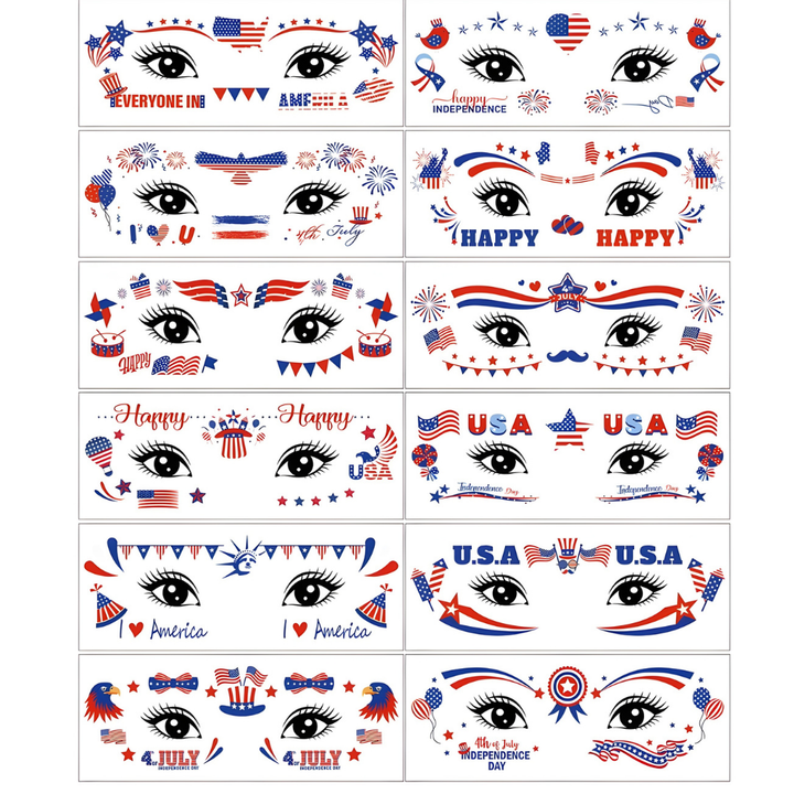 World Cup Face Paint Stickers Waterproof USA Flag Face Paint