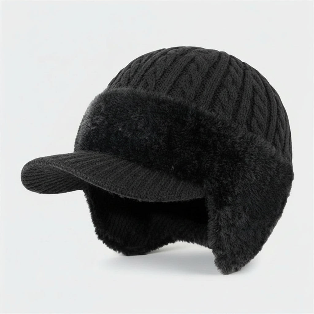 Winter Hat Trapper Ear Protection Windproof Fur Lined Cap