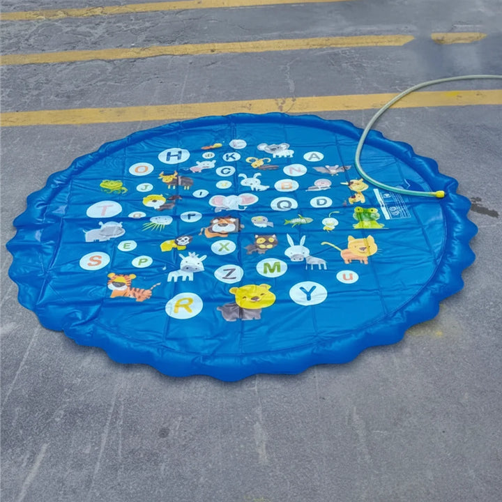 Inflatable Splash Pad Water Play Mat Animal Letters Design