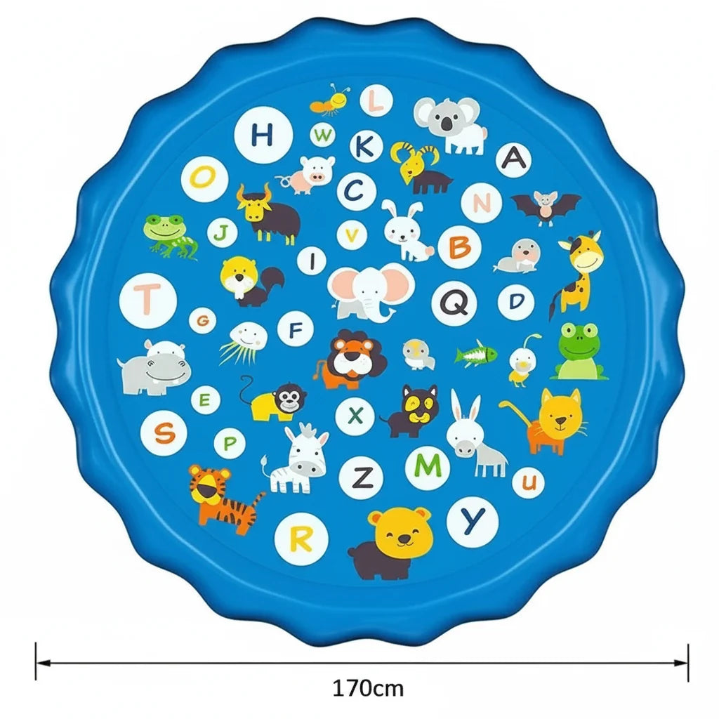 Inflatable Splash Pad Water Play Mat Animal Letters Design