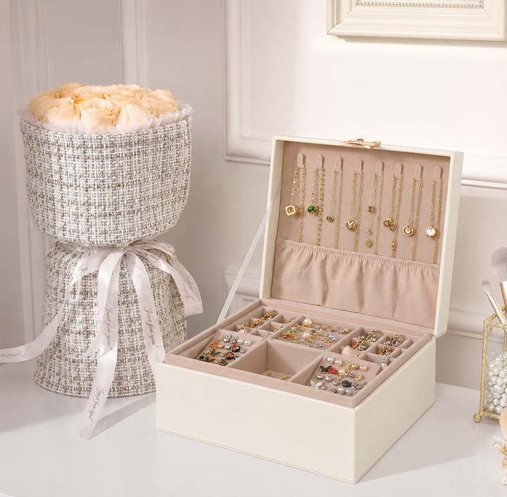 Jewellery Box Organizer Mothers Day 2 Layer Storage Case Tray