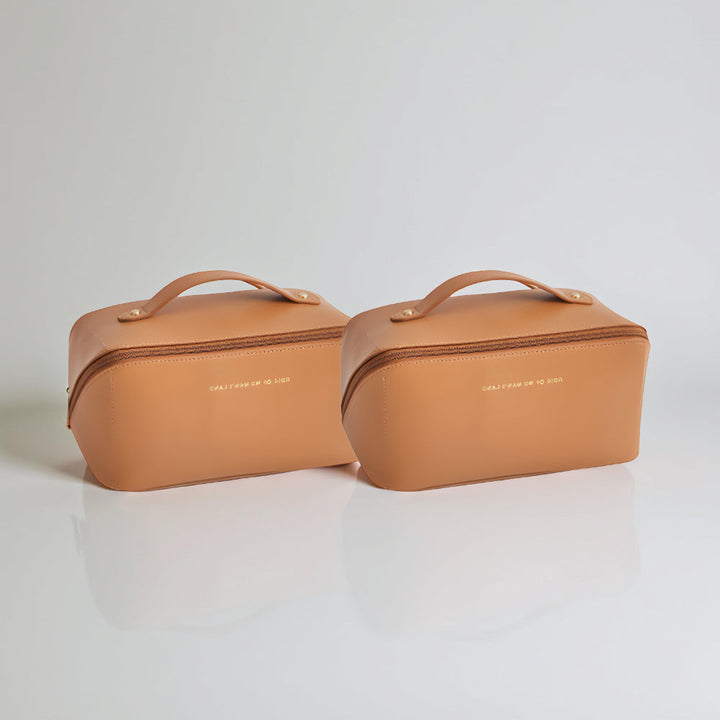 Makeup Bag Travel Organizer PU Shell Cosmetic Case Large Capacity