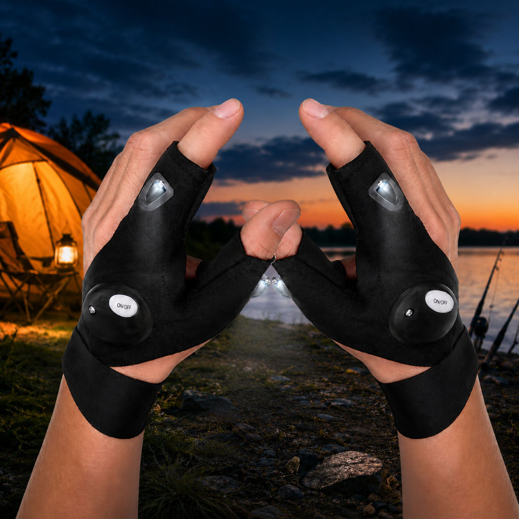 LED Flashlight Gloves Camping Fishing