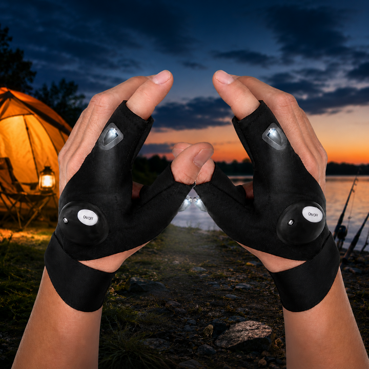 LED Flashlight Gloves Camping Fishing