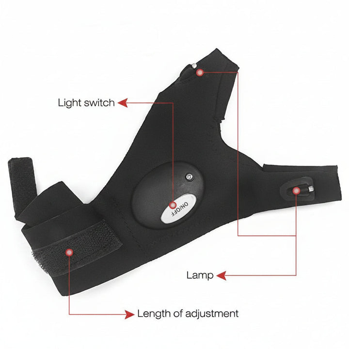 LED Flashlight Gloves Camping Fishing
