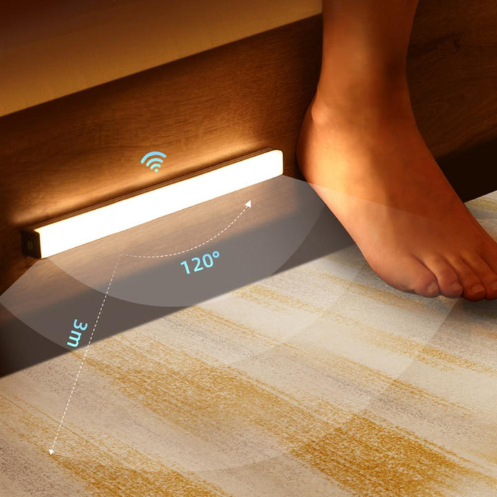 LED Wall Lamp Sensor Bedside Light Wood Frame Night Light Modern Design