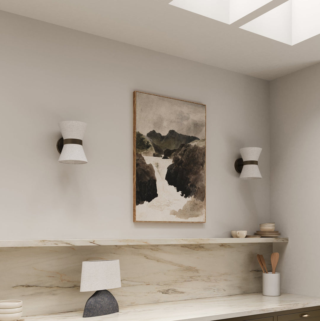 Bronze &amp; Linen Wall Light | Classic Modern Elegance