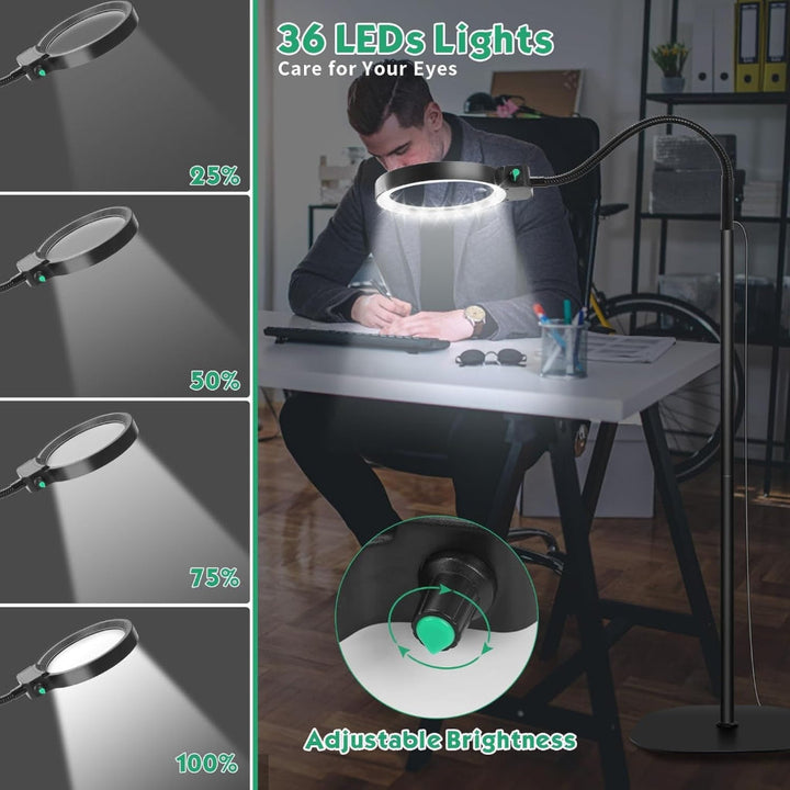 Magnifying Lamp LED Reading Glass Desk Mount