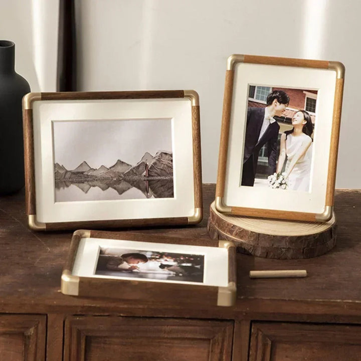 Brooks Tabletop Photo Frame | Vintage Wood &amp; Brass Design
