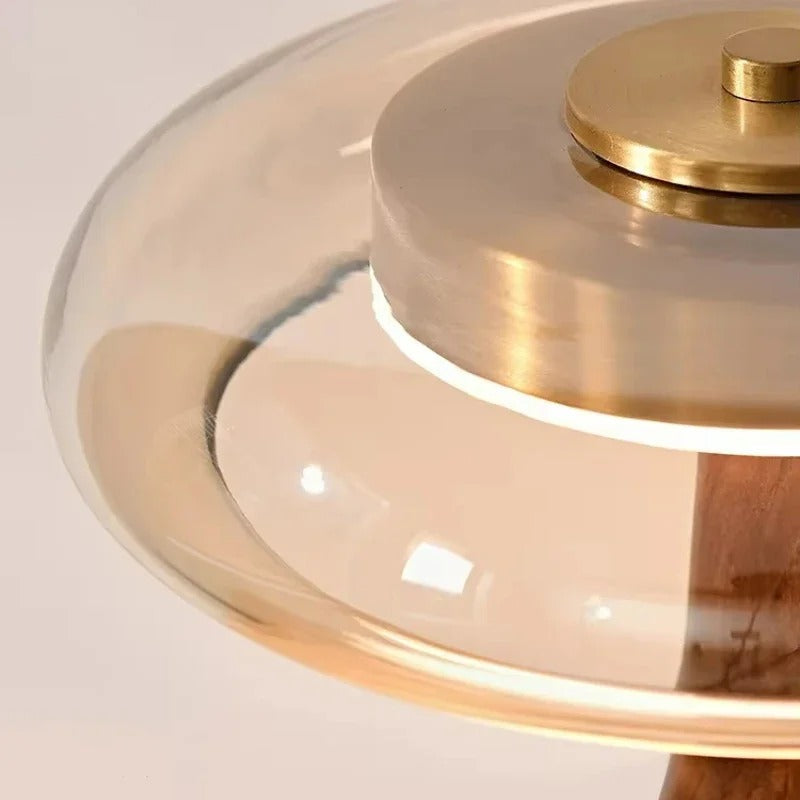 Andi Glass Table Lamp | Modern Brass &amp; Wood Accent Light