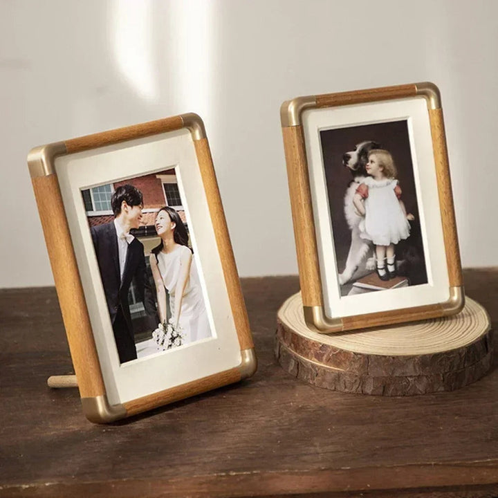 Brooks Tabletop Photo Frame | Vintage Wood &amp; Brass Design