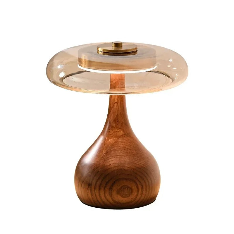 Andi Glass Table Lamp | Modern Brass &amp; Wood Accent Light