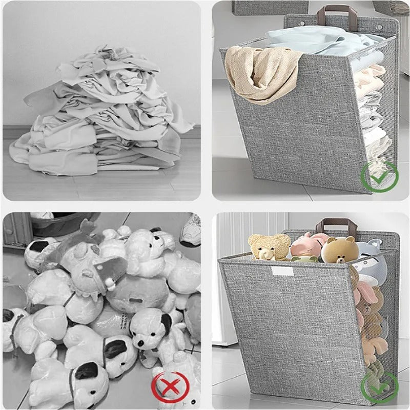 Wallora | Foldable Adhesive Laundry Basket | Wall-Mounted Clothes Hamper &amp; Organiser