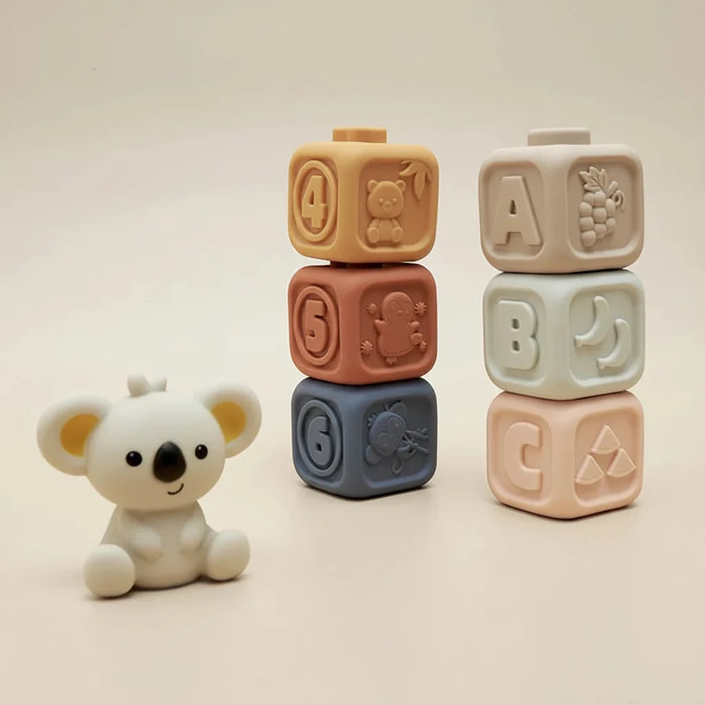 Baby Stacking Toy Sensory Teething Cubes Soft Educational Blocks