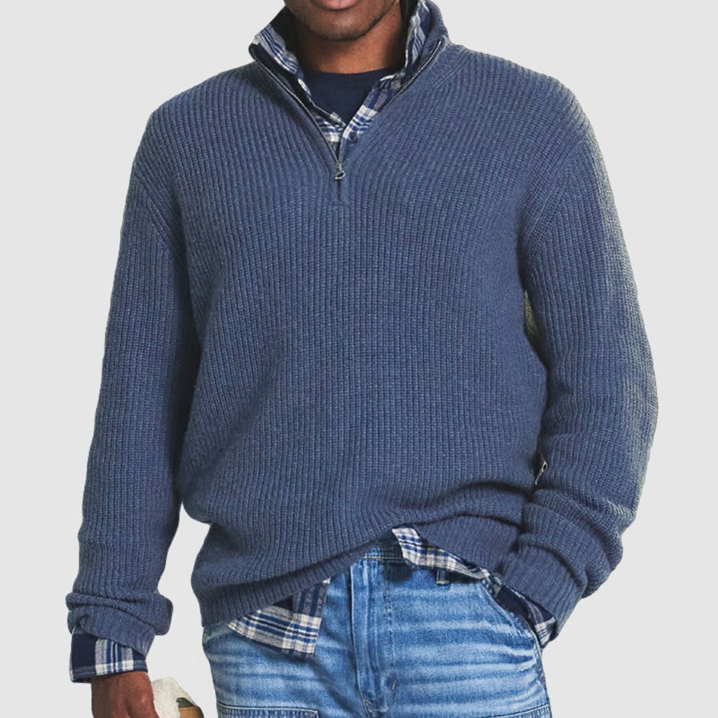 Mens Crew Neck Zipper Jumper Modern Design | Business Casual