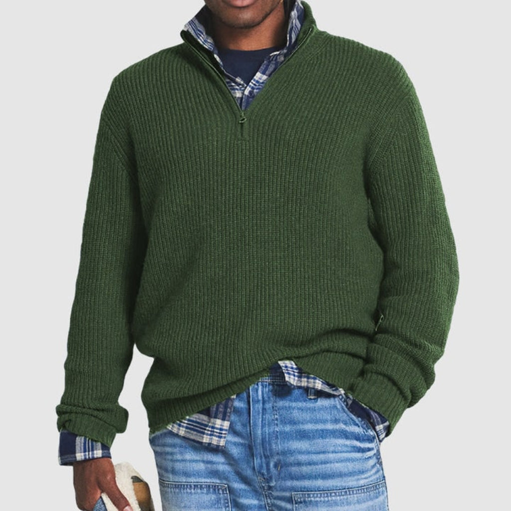 Mens Crew Neck Zipper Jumper Modern Design | Business Casual