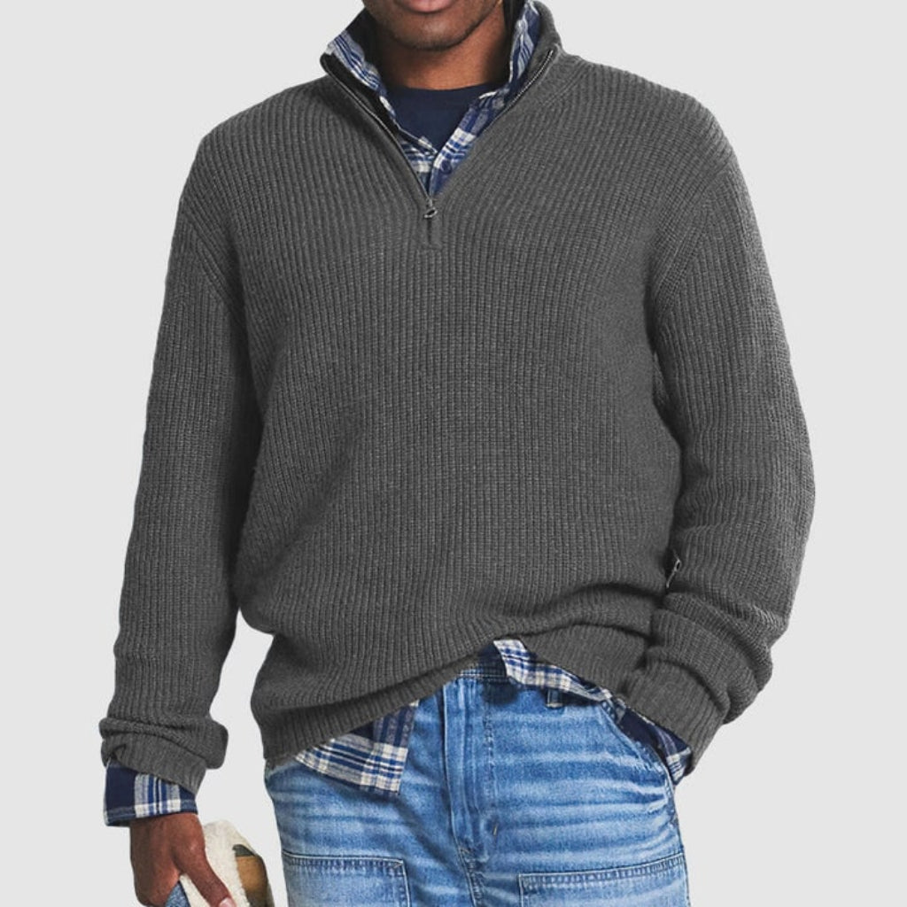 Mens Crew Neck Zipper Jumper Modern Design | Business Casual