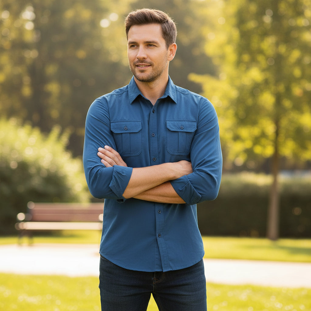 Mens Dress Shirt Button Up Casual Buttoned Collar