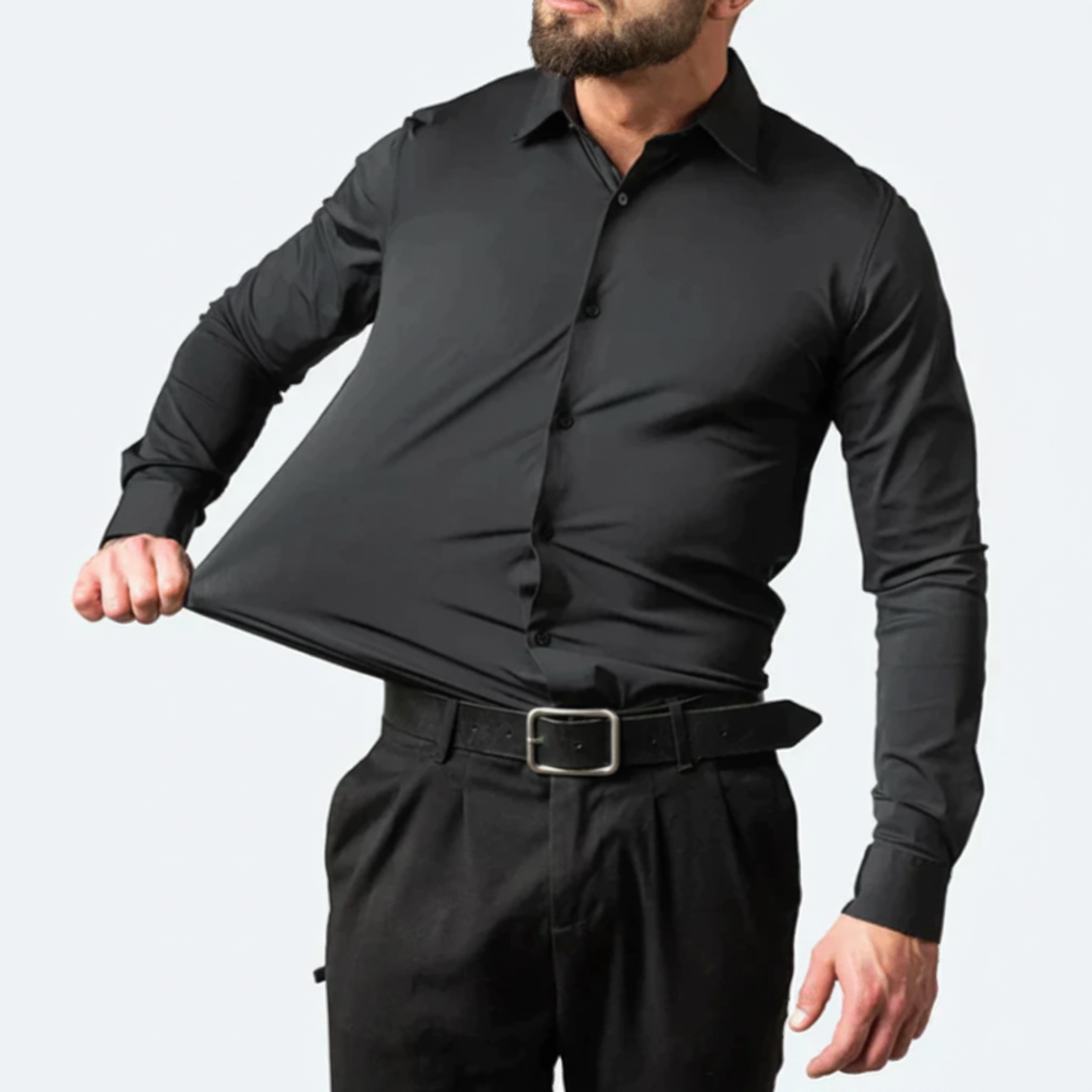Mens Dress Shirt Stretch Fit Long Sleeve Button Up Design