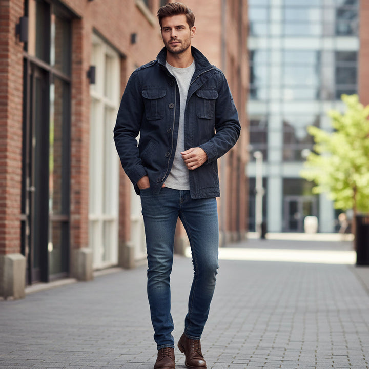 Mens Jacket Zip Up Casual Stylish Outerwear