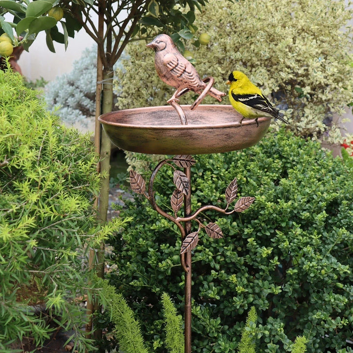 Metal Bird Bath Garden Decor Decorative Stand Garden