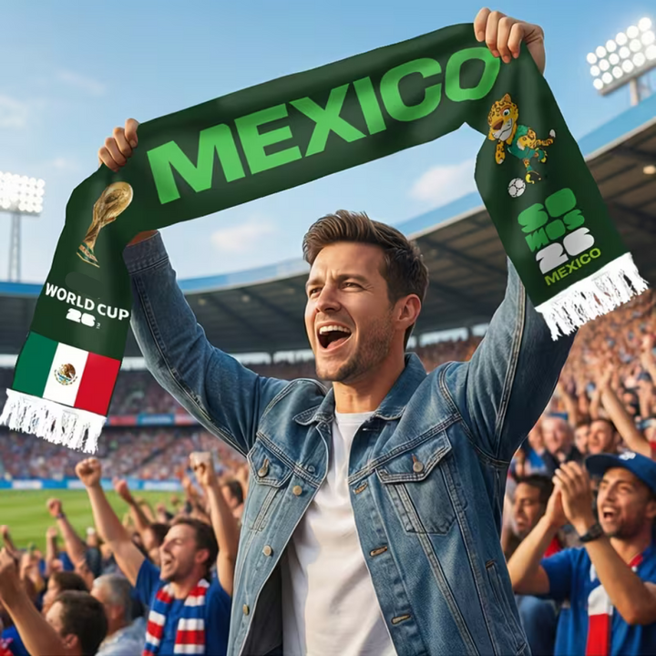 Mexico Flag Soccer Scarf Fringe Knit Supporter