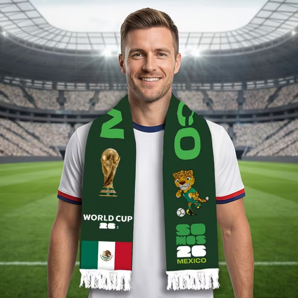 Mexico Flag Soccer Scarf Fringe Knit Supporter