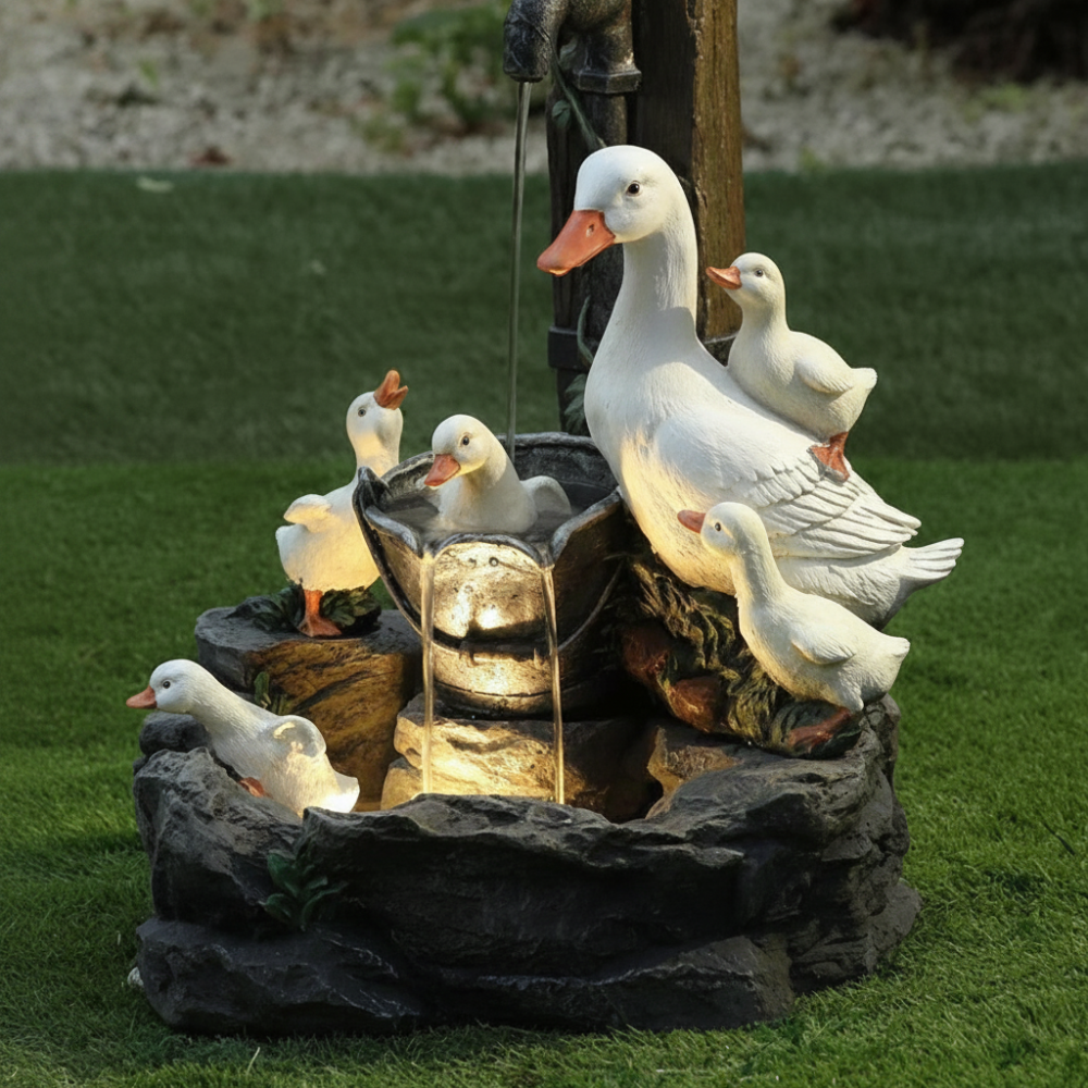 Outdoor Fountain Solar Garden Birdbath