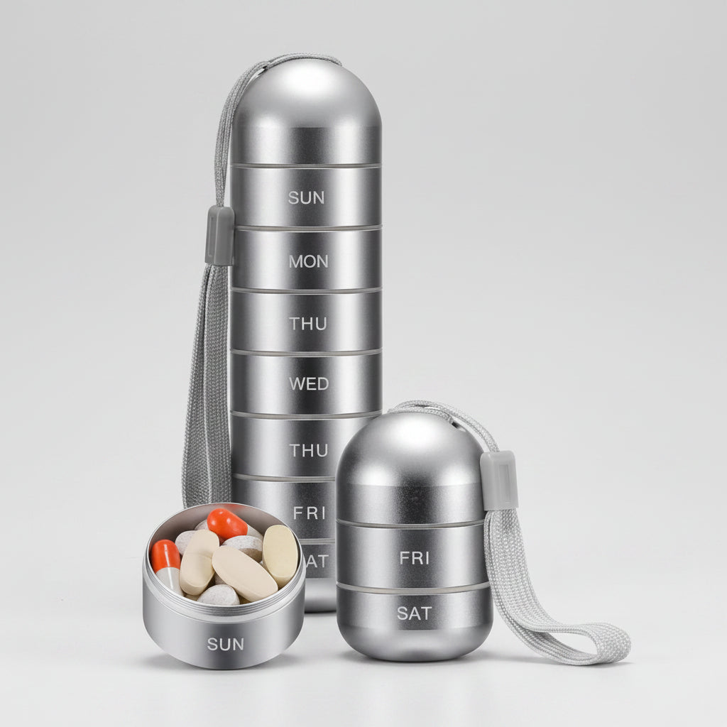 Pill Organizer Portable Case Travel Friendly Design