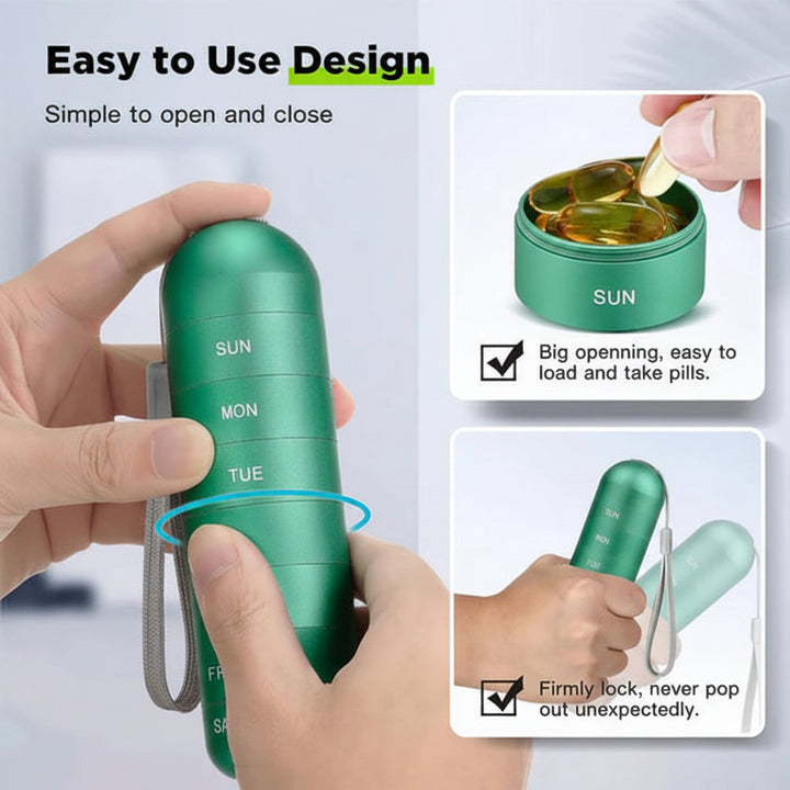 Pill Organizer Portable Case Travel Friendly Design