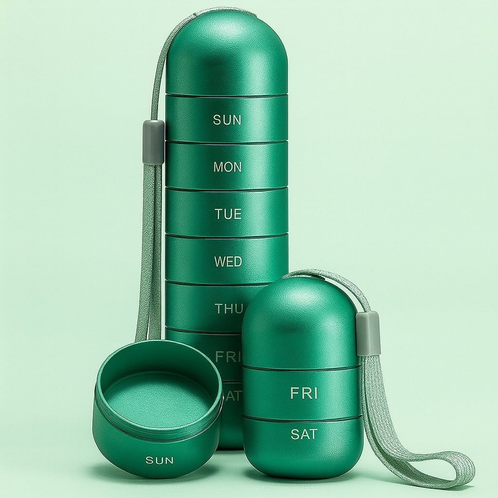 Pill Organizer Weekly Set Portable Storage Travel Box