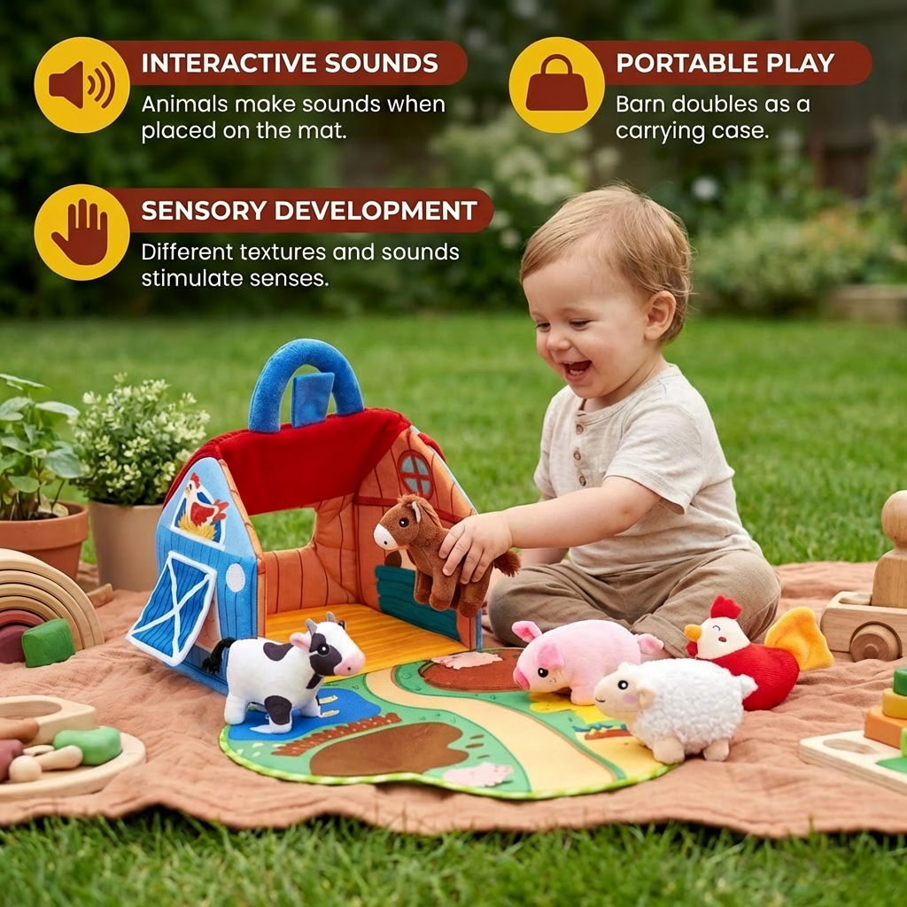 Plush Animal Toys Farm Playset Interactive Learning Fun