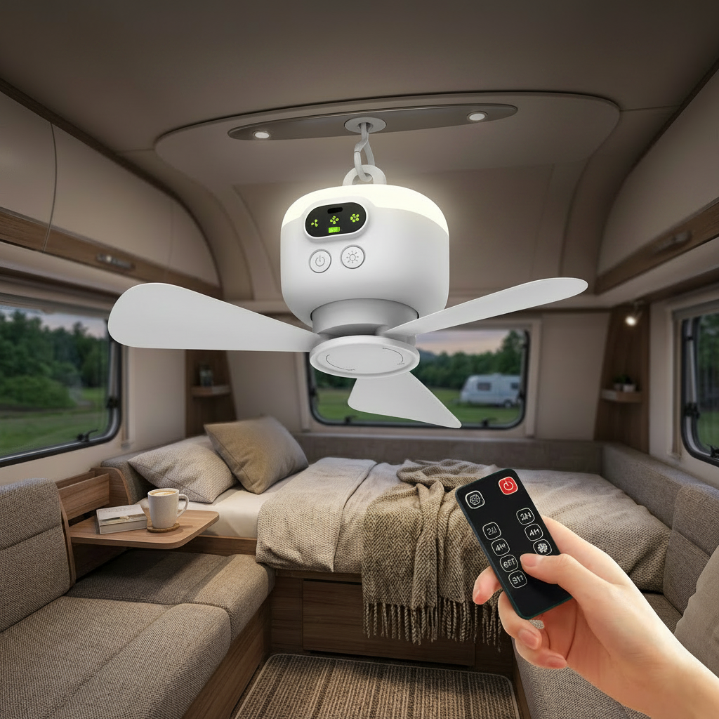 Portable Fan Camping Remote Control Hanging Hook