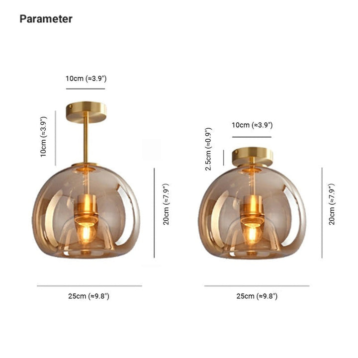 Vintage Bubble Glass Ceiling Light | Retro Amber Glass Pendant
