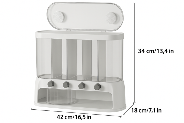 Multi-Compartment Kitchen Grain Storage Container | Airtight Trouserry Organiser with Flip-Top Lid